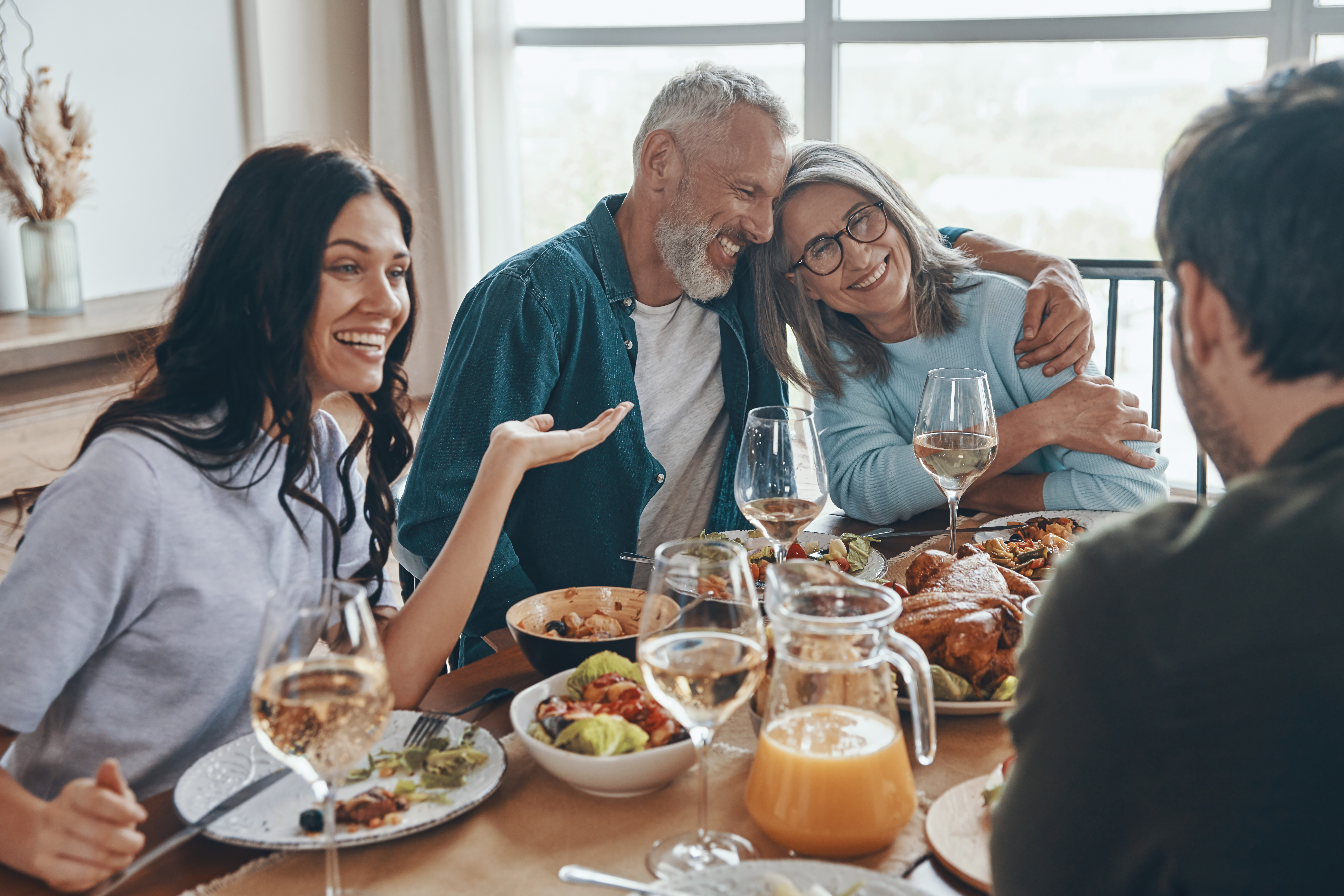 Family eating dinner together